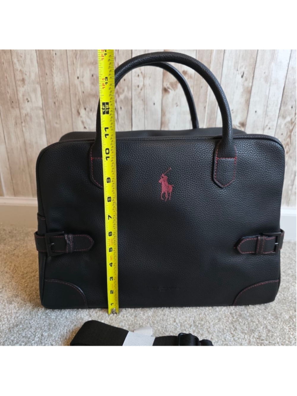 Polo Ralph Lauren Black Weekender Travel Gym Bag with Red Stitching NWOT - Picture 5 of 13